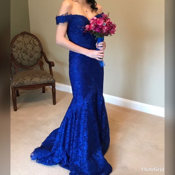 Royal Blue Mermaid Prom Dress - Picture 1 of 5